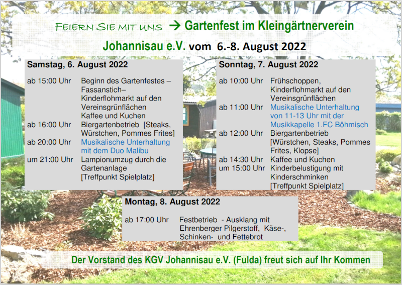gartenfest vorankündigung 2022